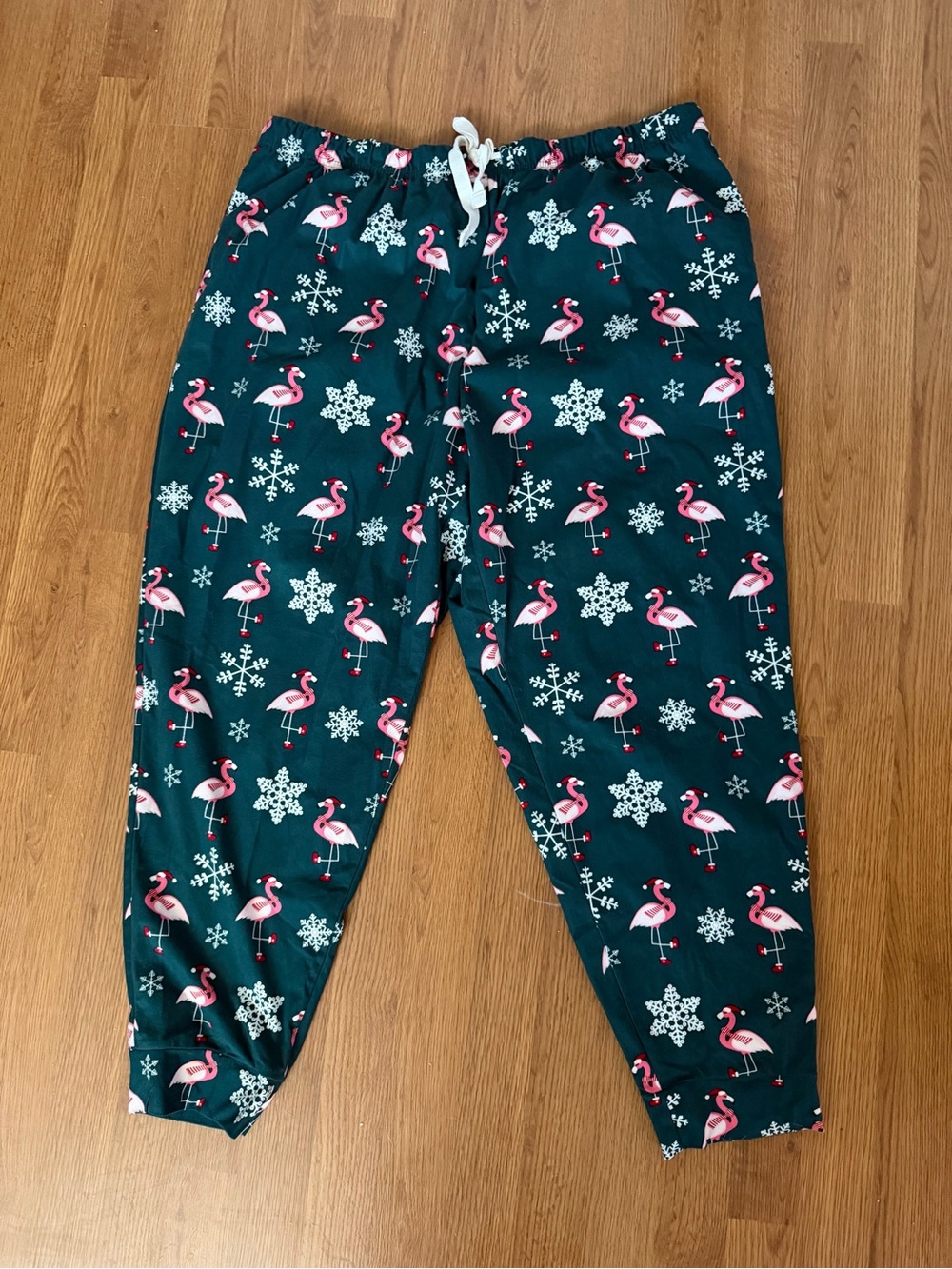 George Dark Green Flamingo Print Pajama Bottoms with Pink Accents